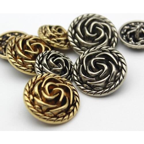 10pcs/lot One-Hole Flower Buttons Sewing-On Metal Button For Clothes Bag Cap Craft DIY Decoration 18mm/23mm High Quality