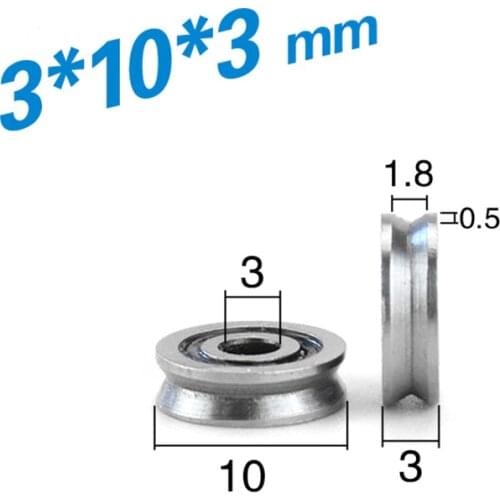 [V0310-3] 10PCS low noise micro small bearing roller wheel V/U Groove steel carbon steel wheel pulley 3*10*3mm 0310VV
