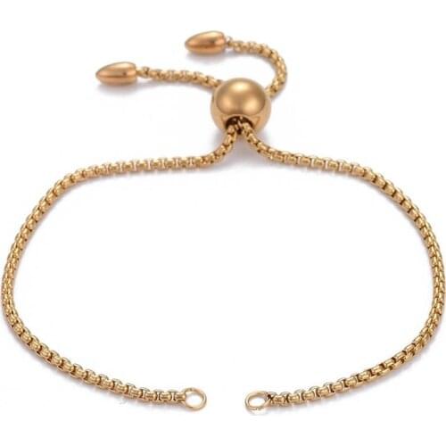 10Pcs 304 Stainless Steel Slider Bracelet Adjustable Slide Extender Box Chains Charm Links for DIY Jewelry Making Accessories