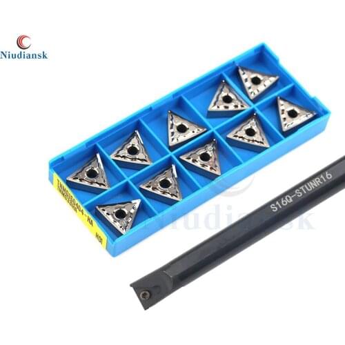 10pcs TNMG1604 Inner Hole Carbide Inserts 1pc S16Q-STUNR16 S20R-STUNR16 Internal Turning Tool Holder STUNL CNC Lathe Tools Suit