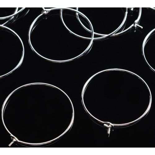100pcs/Set Wine Glasses Charm Rings Silver DIY Earring Hoops Metal Wire Hoops EarringsChampagne Drinking Party Supplies 20-35mm