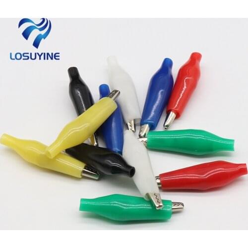 12Pcs Insulation Metal Alligator Clip Electric Test 45MM Lead colorful Red Black Blue Green White Yellow small crocodile clip