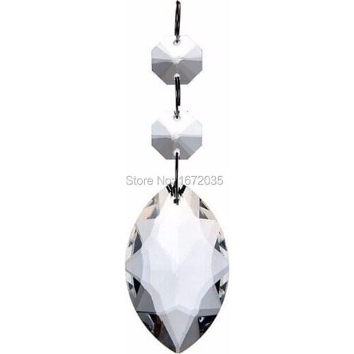 30pcs 50mm Clear Crystal Drop Pendant + Octagon Bead Lighting Pendant Glass Crystals For Chandelier Wedding Decoration