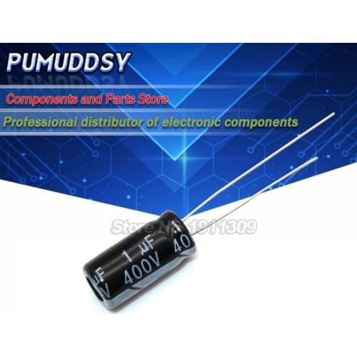 50PCS Higt quality 400V1UF 6*11mm 1UF 400V 6*11 Electrolytic capacitor