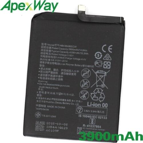 ApexWay 2PCS/lot HB436486ECW 3900mAh Phone battery for HUAWEI MATE 10 Mate 10 Pro AL00 L09 L29 TL00