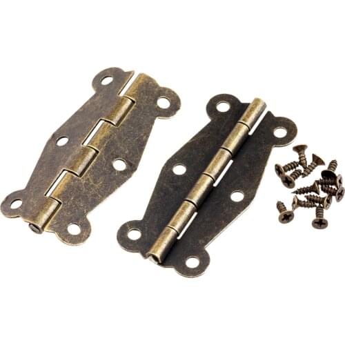 2Pcs Antique Cabinet Door Hinge Furniture Fittings Small Wood Gift Box Decorative Cupboard Hinge Furniture Hardware 51x24mm