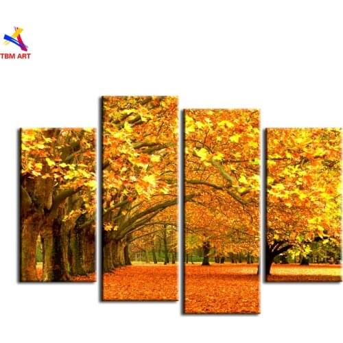 Unframed Golden Autumn Picture Wall Art Gift for Living Room Decoration HD Spray Painting Printed Oil Painting on Canvas PT0215