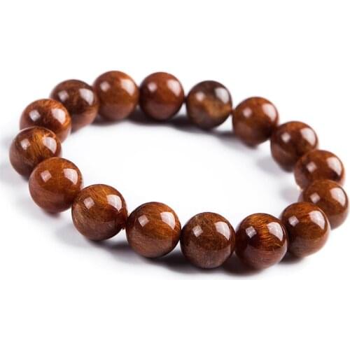 Natural Genuine Copper Needle Rutilated Quartzl Round Beads Fashion Crystal Bracelets Bracelet 14MM