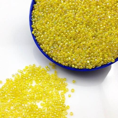 16g 1000X 2mm 12/0 AB Yellow Color Round Transparent Loose Spacer Beads Cezch Glass Seed Beads Handmade Jewelry DIY Garment Bead