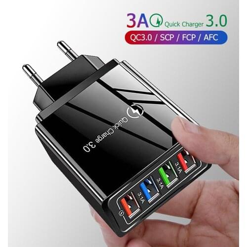 Quick Charge 3.0 USB Charger For iPhone 12 8 7 Samsung A50 Tablets EU Wall Fast Charging For Xiaomi Huawei Mobile Phone Chargers