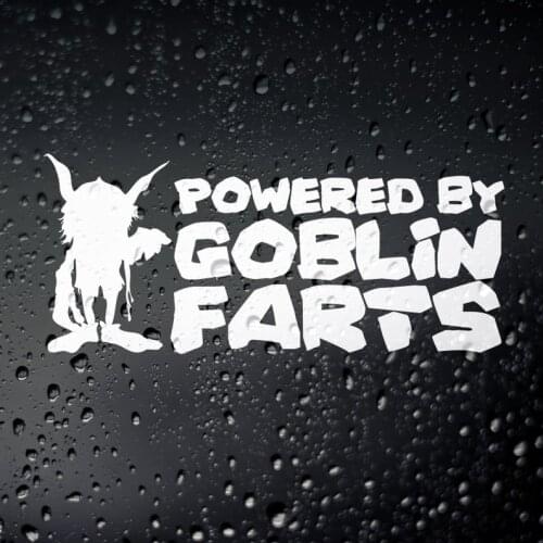 Black/Sliver Powered By Goblin Farts Car Sticker Car Decal Window Art Bumper Car Rear windshield Decor Unique S539