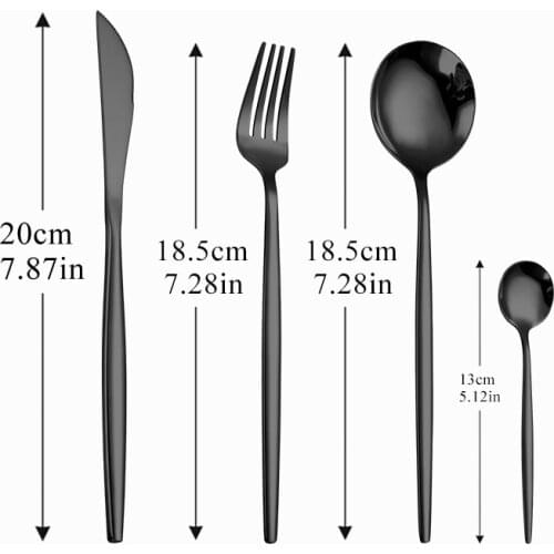 Black Travel Cutlery Fork Knife Spoon Set Tableware Family Party Coffee Spoon Long Handle Fork for Fruit Dinnerware Dropshipping