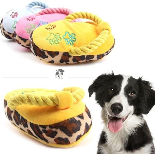 Pet Chew Play Molar Toy For Pet Cat Puppy Teeth Cleaning Funny Squeaker Toy Dog Squeak Plush Slipper Shaped Squeaking Sound