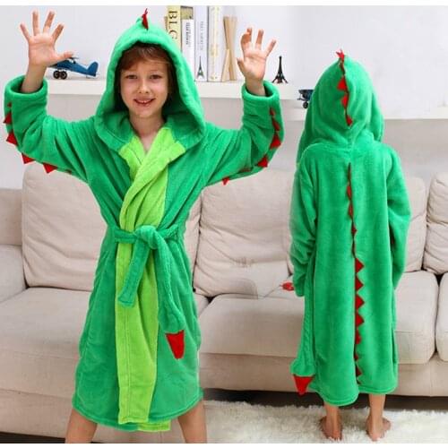 Winter Kids Bathrobe Cartoon Baby Bath Robe Panda Unicorn Animal Hooded Towel Bathrobes For Children Pajamas Boys Girls Robes