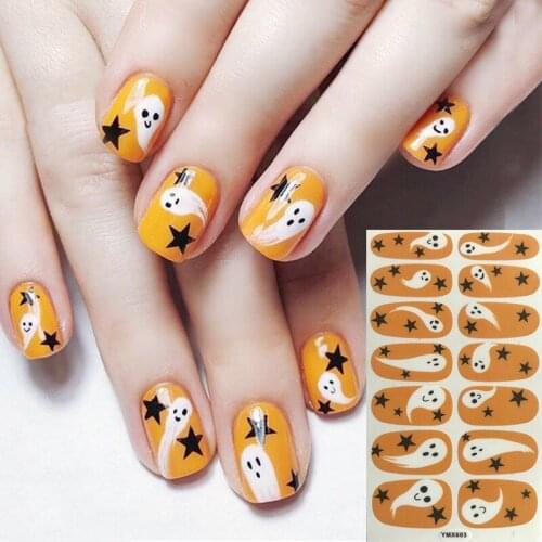 Halloween Nails Art Manicure Back Glue Decal Decorations Nail Sticker for Nails Skull Nail Stickers 3D Tips Decorations