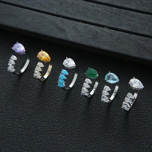 HIBRIDE New Korean Zircon Multicolor Engagement Wedding Rings for Women Bridal Party Accessories Finger Ring bijoux femme R-287