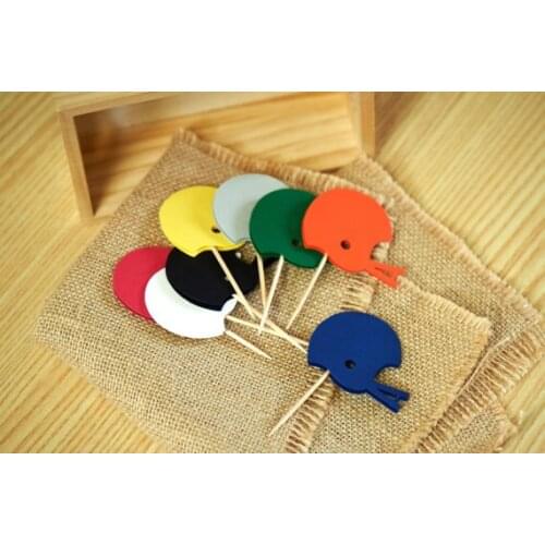 Colorful Football Helmet Silhouette Cupcake Toppers sports event Party Picks baby shower wedding birthday toothpicks decor