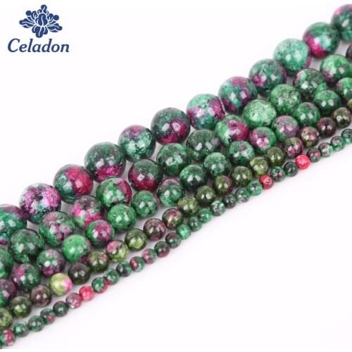 New 4/6/8/10/12 mm 15'' Natural Stone Beads Round Epidote Additive Colour Beads For Diy Necklace&Bracelet Jewelry Craft Making