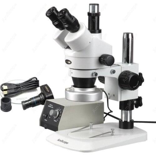 Stereo Zoom Microscope--AmScope Supplies 3.5X-90X Stereo Zoom Microscope w Aluminum 80-LED Light + 8MP Camera