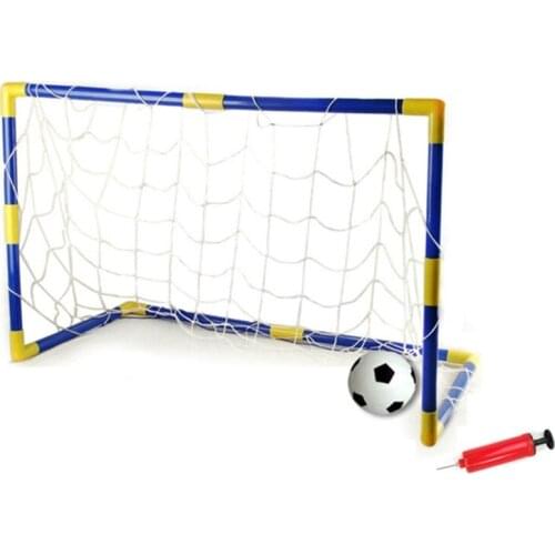 Indoor Outdoor Mini Children Football Soccer Goal Post Net Supplies with Ball Pump Kids Football Sport Toy Set 69HE