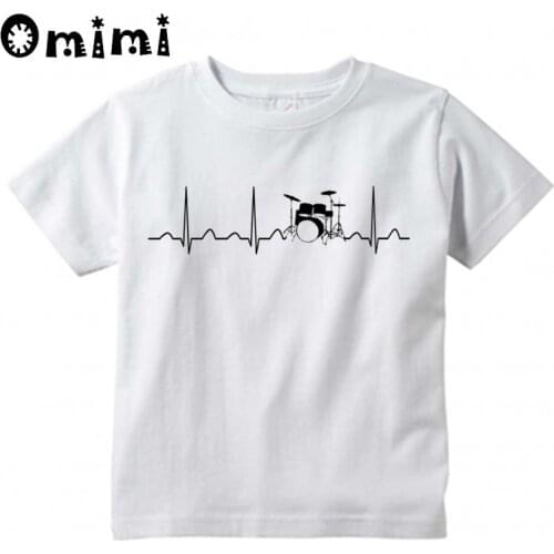 Boys/Girls Drums Drummer Heartbeat Fashion Printed T Shirt Kids Short Sleeve Tops Childrens White T-Shirt, ooo977