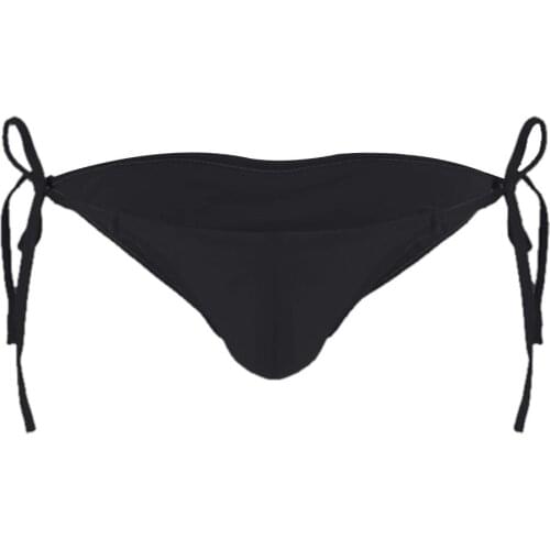 Adjustable Size Gay Men Underwear Drawstring Ties Smooth Briefs Lingerie Low Rise Bikini men thongs and g strings lingerie homme
