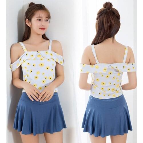 2021 New Fashion Split Swimsuit Ladies Conservative Cover Belly Slim Skirt Two-piece Hot Spring Swimming Suit