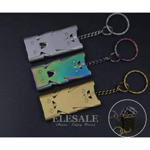 New Stainless Steel Survival Whistle Outdoor Camping Emergency Survival Rescue Whistle With Key Chain Pet Training Whistle
