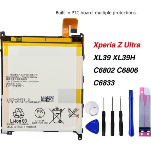 Original LIS1520ERPC Battery For Sony Xperia Z Ultra XL39 XL39H C6802 C6806 C6833 3000mAh