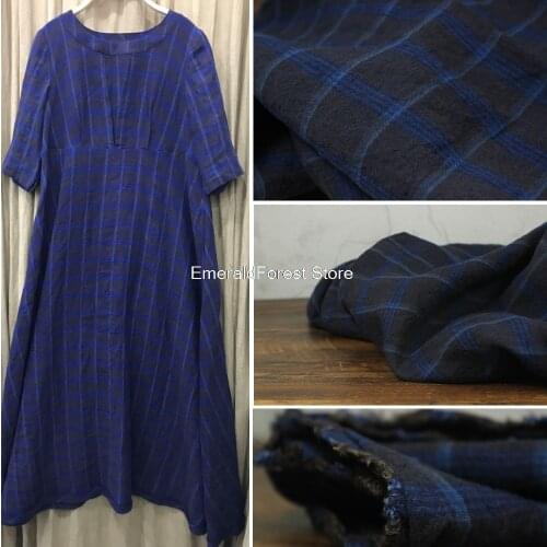 Original design linen cloth, plaid series wash style, high quality linen fabric