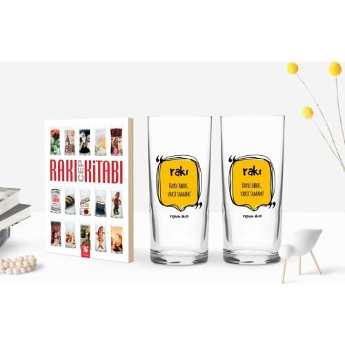 Personalized Colorful Printed Come On Abbas Time Ok Design Dual Arrack Cup and Raki Mobile Book Gift Seti-1