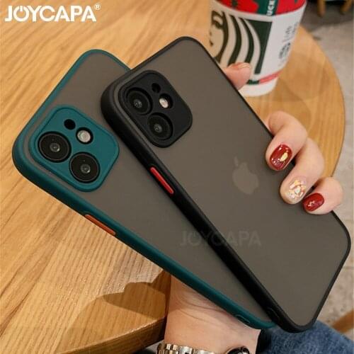 Shockproof Armor Bumper Case For iPhone 12 11 Pro Max XR X XS 6 7 8 Plus SE 12mini Lens Protection Matte Soft Hard PC Cover Capa