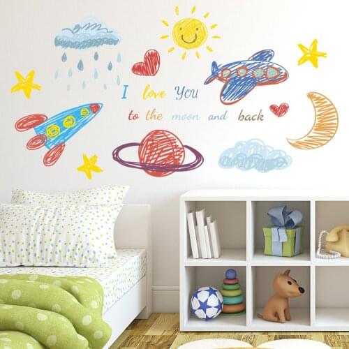Hand-painted Graffiti Wall Stickers Kids Room Decor Aesthetic Children Bedroom Wallstickers Nursery Decals for Furniture