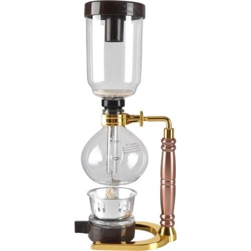 Japanese Style Siphon Coffee Maker Tea Siphon Pot Vacuum Coffee Maker Glass Type Coffee Machine Filter 3 Cups Gold