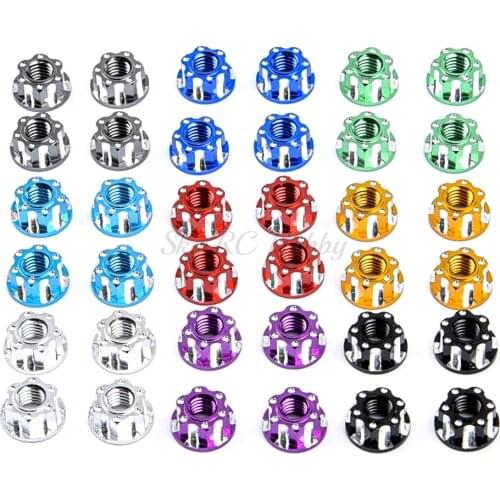 Alloy M4 Carving Design Hexagonal Nuts 1/10 RC Car Parts for HSP Sakura D3 D4 Remote Control Acce - 4pcs/lot