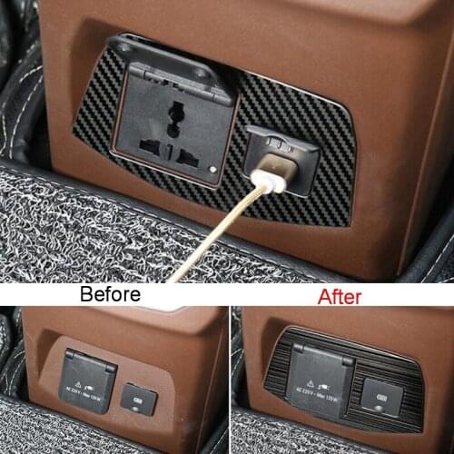 Tonlinker Interior Armrest AC 120W Power Plug Cover sticker For GWM Poer 2020 Car styling 1 PCS Stainless steel Cover Stickers