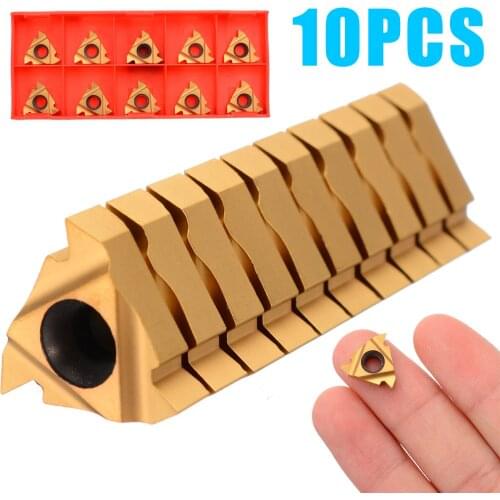 10Pcs 16IR AG60 Inserts Blade Cutter Lathe CNC Carbide Insert Thread Cutting Turning Tool for Machining Casting Steel Iron