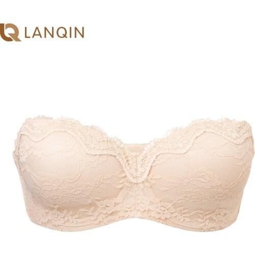 Womens Plus Size Lace Strapless Bra Underwire Padded Convertible Multiway Bridal Bralette