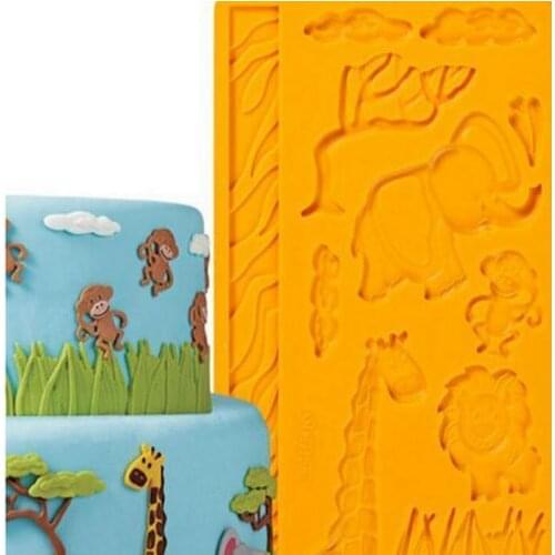 1pc Jungle Animals 3D Silicone Mold Fondant and Gum Paste Moulds Monkey Lion Giraffe Cake Cupcakes Decorating Molds