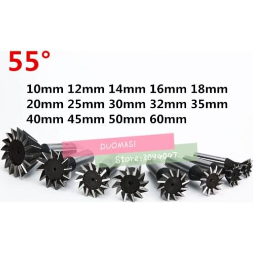 1PCS 55 Degree 10mm 12mm 14mm 16mm 18mm 20mm 25mm 30mm 32mm 35mm 40mm 45mm 50mm 60mm 55 Degree Dovetail Cutter End Mill Milling