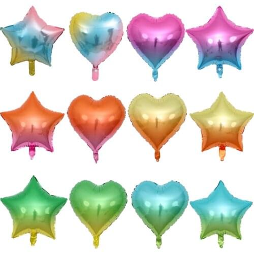2PCS 18inch Gradient Color Balloon Heart Star Inflatable Foil Helium Balloons Wedding Birthday Decoration Baby Shower Decor
