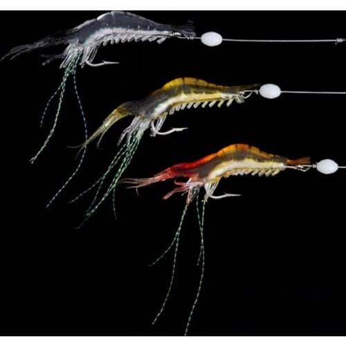BaMMax Fishing lures 2pcs 6g 9cm Artificial Shrimp Bait Luminous Simulation Prawn Soft Shrimp worm with Single Hook Bass Tackle
