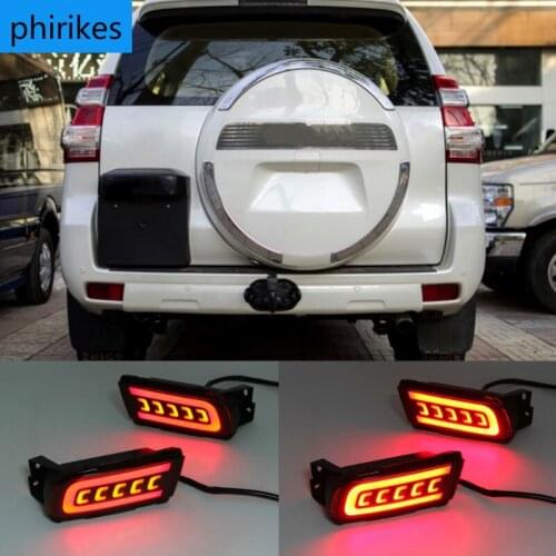 2PCS LED Reflector Rear Fog Lamp Fog Light Brake light turn signal For Toyota Land Cruiser Prado LC150 2010-2019