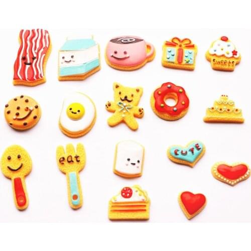20pcs flat back resin cookie cake coffee beads for DIY decoration hair craft nail decoration