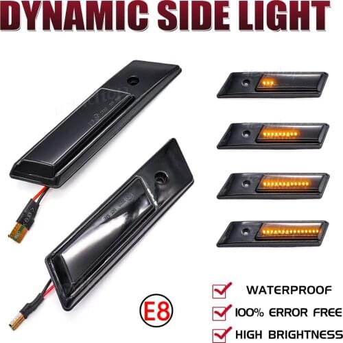 2X LED Dynamic Side Marker Turn Signal Lights Indicator Lamps For BMW E30 E32 E34 E36 1990-1996 M3 M5 3 5 7 SERIES Car Styling
