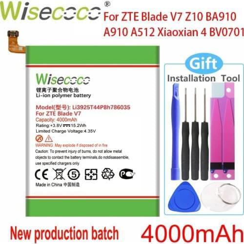 Wisecoco 3750mAh Li3925T44P8h786035 Battery For ZTE Blade V7 Z10 BA910 A910 A512 Xiaoxian 4 BV0701 Phone+Tracking Code