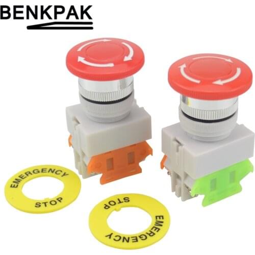 Amico Red Mushroom Cap 2NC DPST Emergency Stop Push Button Switch AC 660V 10A e-stop switch