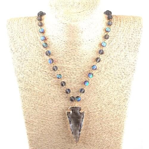 Free Shipping Fashion Beautiful Shiny Crystal Beads Gold Chain Crystal Arrowhead Charm Summer Autumn Pendant Necklace