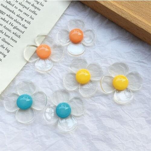 Kawaii Resin Flower Round Solid Cabochons Cameos Ornament Accessory DIY Jewelry Findings Fashion Earring Garments 30pcs 38mm