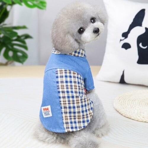 Plaid Blue Red Dog Shirt Summer Autumn Cotton Comfort Pet Coat Outfit Clothing For Puppies Animal Chihuahua Yorkshire Small Pugs